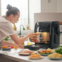 HOMCOM 12L 8 in 1 Digital Air Fryer Oven with Roast, Bake, Dehydrate, 8 Preset Modes, Rapid Air Circulation, Timer, Inner Light, Memory Function, 1800W, Dish Wash Accessory, Black(m-9)