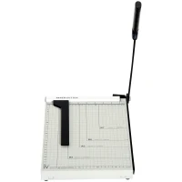 HOMCOM Cortador de Papel A4 Guillotina Profesional para Papelería Fotográfica Oficina Estudio Escuela Capacidad 12 Hojas con Regla Guía Cizalla de Cuchilla 48x26,5x5 cm Blanco(m-6)