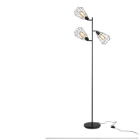 HOMCOM Lampada da Terra in Stile Industriale con 3 Paralumi Regolabili, Interruttore a Pedale, Acciaio Nero, Ф36 x 165cm(m-11)