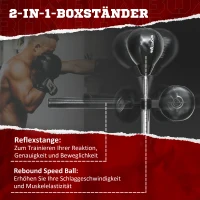 SPORTNOW Verstelbare Punchingball, 360° Draaibaar, Incl. Bokszwachtels, Zwart, 80,5 x 48 x 163-205 cm(m-4)