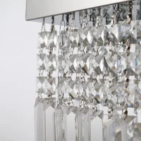 HOMCOM Modern Crystal Ceiling Light Square Crystal Chandelier for Living Room, Dining Room, Hall, 5 x E14 Lamp Holders, Silver, 80 x 25 x 23cm(m-8)