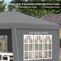Outsunny Tenda Dobrável com 4 Paredes Laterais Amovíveis 4 Janelas e Bolsa de Transporte 585x295x270 cm Cinzento(m-9)