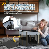 PawHut Spielgehege für Haustiere, faltbar, mit Aufbewahrungstasche, für Welpen und Kätzchen, drinnen und draußen, Grau(m-6)