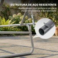 Outsunny Espreguiçadeira de Jardim Dobrável com Toldo Removível e Ajustável e Encosto Ajustável em 4 Posições  187x58x36 cm Cinza Claro(m-8)
