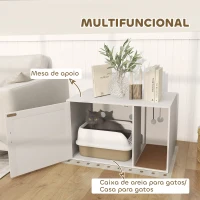 PawHut Móvel Caixa de Areia para Gatos Caixa de Areia para Gatos com Tapete de Arranhar e Porta de Vime 80x50x50 cm Branco(m-4)