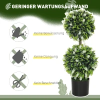 HOMCOM Set van 2 Kunstplanten, UV-bestendige Kunstplant in Bloempot, 70 cm Kamerplant voor Woonkamer, Tuin(m-5)