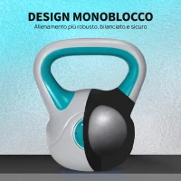 SPORTNOW Kettlebell 10kg in PU e Sabbia con Base Piatta e Impugnatura per Stacchi, Squat e Sollevamenti, 22x16x26 cm, Blu(m-7)