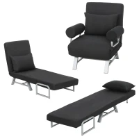HOMCOM Single Sofa Bed, 3-in-1 Convertible Folding Chair Bed with Adjustable Backrest, Removable Armrests, Black(m-12)