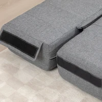 HOMCOM 2-in-1 Bodemsofa – Opklapbaar Slaapbankje voor 2 Personen, Met Linnenlook, Comfortabel en Stevig tot 250 kg, Voor Woonkamer of Slaapkamer, Grijs(m-8)