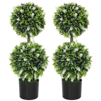 HOMCOM Set van 2 Kunstplanten, UV-bestendige Kunstplant in Bloempot, 70 cm Kamerplant voor Woonkamer, Tuin(m-1)