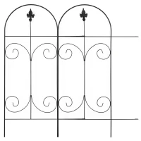 Outsunny Decorative Garden Fencing, 16PCs 44in x 25ft Outdoor Picket Fence Panels, Rustproof Metal Wire Landscape Flower Bed Border Edging, Black(m-7)