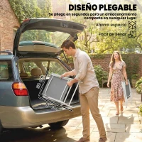 Outsunny Conjunto de 4 Sillas de Jardín Exterior Plegables con Respaldo Alto y Reposabrazos para Terraza Playa 58x62x97 cm Gris(m-5)