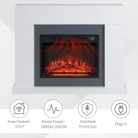 HOMCOM 44" Electric Fireplace Suite with Remote Control, 2000W Freestanding Fireplace Heater with LED Flame Effect, Overheat Protection, 7-Day Programmable Timer, White(m-6)