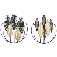 HOMCOM 3D-metalen wanddecoratie modern zwart+goud 40 x 46 cm, set van 2 stuks(m-11)