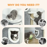 PawHut 101 cm Cat Tree with Sisal Scratching Posts, 3 Barrel Condos, 3 Platforms, for Indoor Cats to Rest and Play(m-7)
