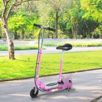 HOMCOM Trottinette électrique 120 W pliable pour enfant de 6+ ans hauteur guidon et selle réglable 10 Km/h max. rose(m-10)
