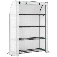 Outsunny Mini Greenhouse with Reinforced PE Cover, Portable Indoor Outdoor Green House with Roll-up Door, 170 x 120 x 50cm, White(m-1)