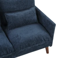 HOMCOM 2 Seater Sofa, Loveseat Sofa with Spring Cushions, Wide and Deep Seat, Wood Legs, Blue(m-11)