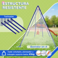 Outsunny Columpio Infantil 4 en 1 Columpio para Niños con 2 Columpios Individuales 1 Columpio del Planeador 1 Tobogán Multicolor(m-4)