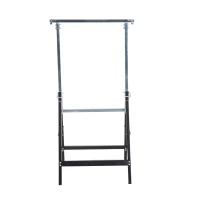 HOMCOM Set 2 Cavalletti da Lavoro Pieghevoli Portata 200 kg, Altezza Regolabili 80-130 cm, Cavalletti Telescopici Salvaspazio in Acciaio per Fai da Te, Garage e Giardino, Nero(m-4)