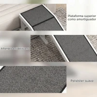 PawHut Rampa para Mascotas de Madera con Alfombra Antideslizante para Perros Pequeños o Mayores 125x40x35,5 cm Blanco y Gris(m-6)