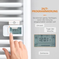 HOMCOM Badezimmerheizung, 24/7-Programmierung, 4 Modi, Überhitzungsschutz, 54 cm x 4 cm x 96 cm, Weiß(m-6)