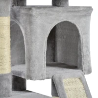 PawHut Cat Tree for Indoor Cats 81cm Cat Scratching Post Scratch Board Kitten Tower Climbing Frame Grey(m-9)