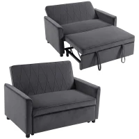 HOMCOM 2 Seater Sofa Bed, 3-in-1 Convertible Pull Out Sleeper Sofa with Click-Clack Adjustable Backrest, Dark Grey(m-13)