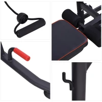 HOMCOM Station de traction musculation multifonctions Fitness entrainement complet barre de traction poignées push-up sit-up banc pliable hauteur réglable acier 98 x 220 x 229 cm noir rouge(m-7)