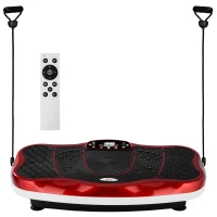 HOMCOM Plataforma Vibratória Placa de Vibração com Ecrã LED Velocidade Ajustável USB Música Controlo Remoto e Corda Elástica para Treinamento em Casa 78x45x13cm Preto e Vermelho(m-8)