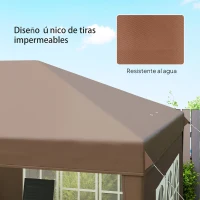 Outsunny Carpa Plegable 6x3 m Pop-up con 4 Laterales Desmontables Cenador de Jardín con 4 Ventanas y Bolsa de Transporte Café(m-6)