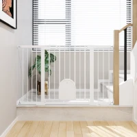 PawHut Barreira de Segurança de Animais de Estimação para Escadas e Portas com Aberturas de 75-131 cm com 3 Extensões Branco(m-10)