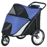 PawHut Hondenbuggy, opvouwbaar, opklapbaar, ligkussen, stalen frame, Blauw/Zwart(m-11)