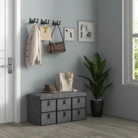 HOMCOM Gepolsterte Schuhbank, 6 Schuhfächer, MDF-Rahmen, Leinenoptik, Grau(m-7)