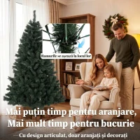 HOMCOM Brad de Crăciun Artificial, 180 cm, cu 820 de Crengi Ignifuge, Verde(m-6)