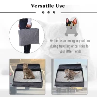 PawHut Cat Litter Box Collapsible Portable Foldable Travel Light Weight Toilet Tray For Small Kitty - Grey(m-6)