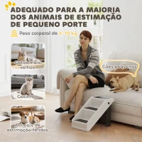 PawHut Escada Dobrável para Cães de 3 Degraus para Animais Mais Velhos para Cama Sofá 53x30,5x36,5 cm  Creme(m-7)