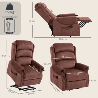 HOMCOM Power Lift Recliner with Vibration Massage and Heat, Lift Chair for Tall with Wood Grip, Pocket Spring, Brown(m-3)