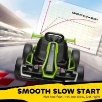 HOMCOM 24V Electric Go Kart for Kids with Adjustable Seat for 6-12 Years, Green(m-7)