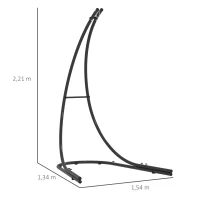Outsunny Frame voor Hangstoelen in C-Vorm Metalen Standaard met Voet voor Hangzit tot 150kg Zwart(m-3)