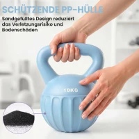 SPORTNOW Kettlebell Kugelhantel 6 kg Gewicht-Hantel mit Sand befüllt für Anfänger Zuhause Krafttraining 21 x 21 x 27 cm Blau(m-5)