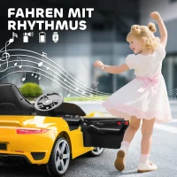 AIYAPLAY Elektrische RUF GT kinderauto – 2,4 GHz afstandsbediening, MP3/USB-aansluiting, veiligheidsriem – Geel(m-8)