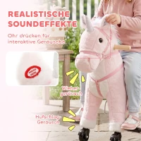 AIYAPLAY Reitpferd auf Rollen Spielpferd zum Reiten mit Einhorn-Design Rollen Sound Griffe Fußstütze bis 40 kg für Kinder 1–3(m-5)