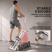 SPORTNOW Stepper Vertical Climber con Manubri Regolabile a 3 Livelli, Display LCD, Bianco(m-7)