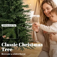 HOMCOM 180 cm Artificial Christmas Tree Full Hinged Xmas Tree Solid Pine Wood Stand, Green(m-5)