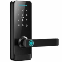 HOMCOM Smart Door Lock, 5-in-1 (Fingerprint/Passcode/Bluetooth APP/NFC Card/Key), Built-in Doorbell, Keyless Electronic Lock(m-1)