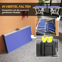 SPORTNOW Tafeltennistafel, inklapbaar, inclusief 2 bats, 3 ballen, net, indoor, metalen frame, 274x152x76cm, blauw(m-4)