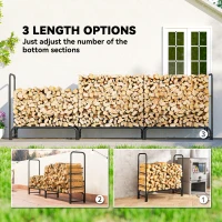 Outsunny Firewood Rack with Waterproof Cover, Heavy Duty Metal Log Store Indoors, Log Storage Holder for Outdoor Indoor Fireplace, 300 x 36 x 99 cm, Dark Green(m-7)