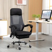 Vinsetto Bürostuhl mit Massagefunktion, Massagesessel, inkl. Fußstütze, 2 Vibrationspunkte, USB-Schnittstelle, Schwarz(m-10)