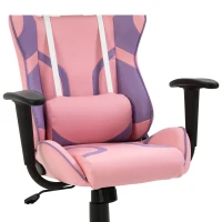 Vinsetto Ergonomischer Gaming Stuhl Bürostuhl Drehstuhl Verstellbares Massage Lendenkissen Höhenverstellbar Rosa&Violett 69x56x125,5 cm(m-9)